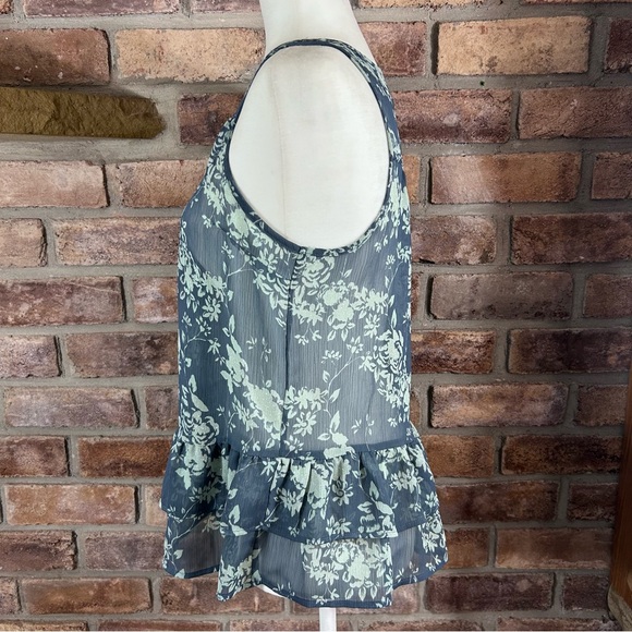 INKED & FADED Sparkly Sleeveless Peplum Sheer Blouse 39 - Picture 2 of 12